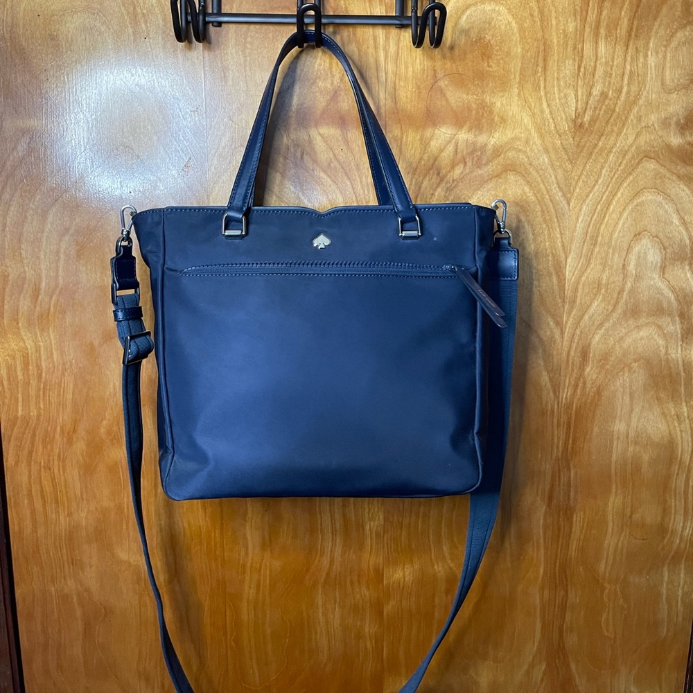 Navy Blue Nylon Kate Spade Crossbody with short Straps